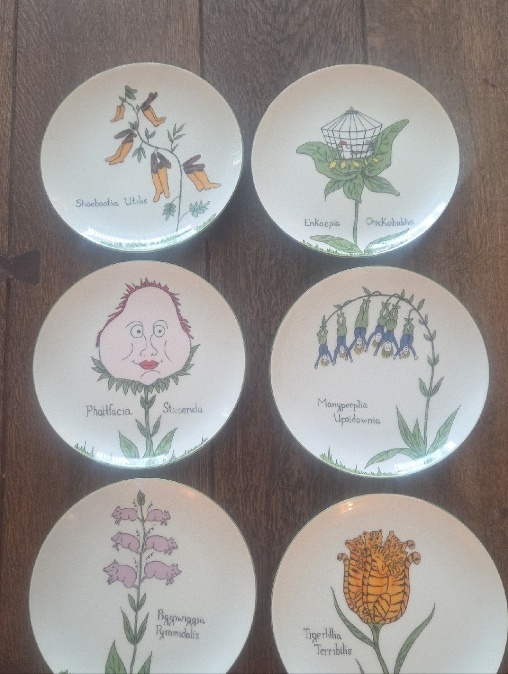 Hand-Painted White Botanical Art Plate Set by Franci Villa Vanilla